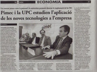 "El 9 nou" Conveni PIMEC-UPC (01/02/2008)