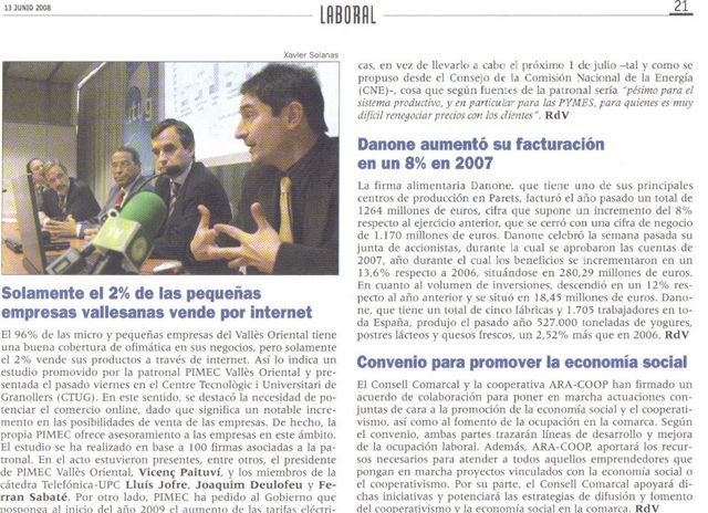 "Revista Vallès". Presentación TecnoPYME.cat en Granollers (06/06/2008)