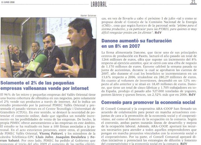 "Revista Vallès". Presentación TecnoPYME.cat en Granollers (06/06/2008)